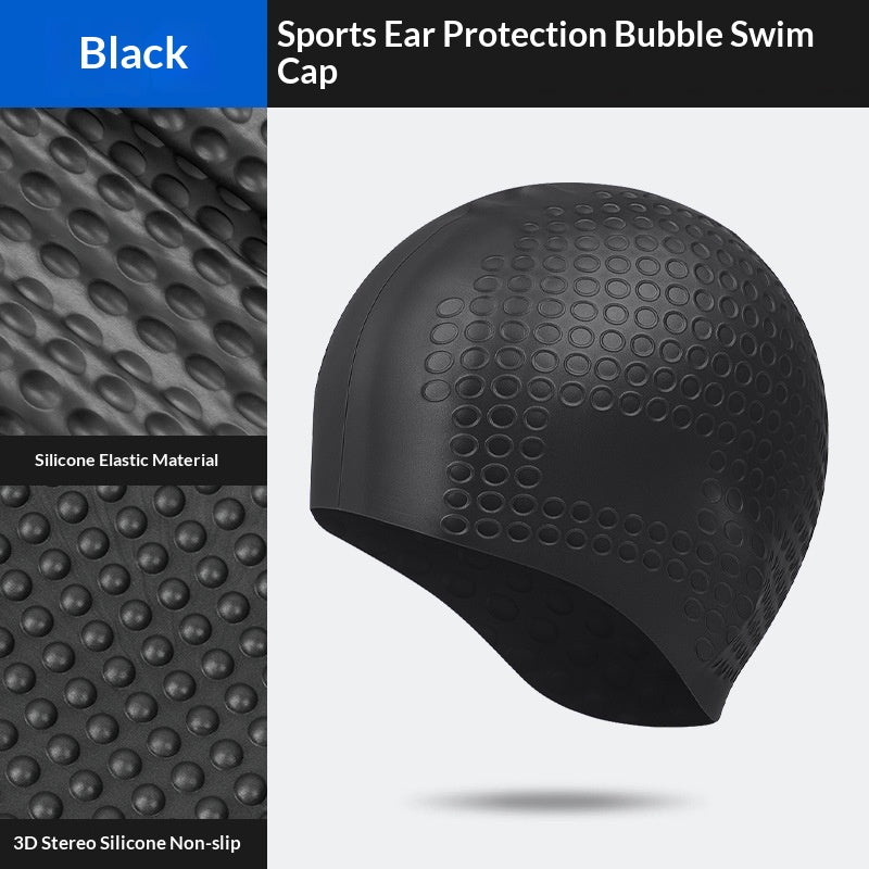 Silicone ear-protecting swim cap