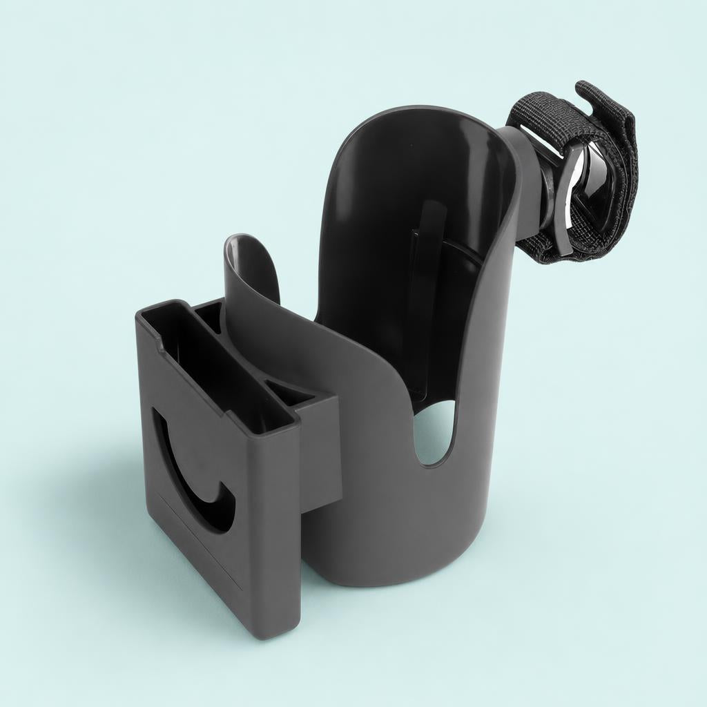Portavasos con soporte para móvil para cochecito