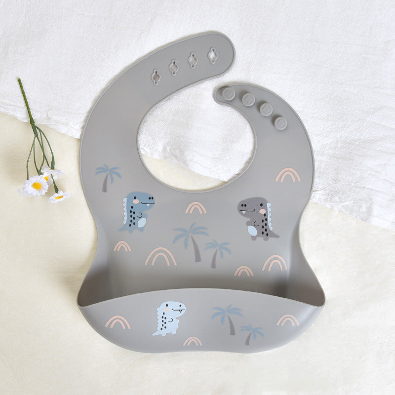 Babero de silicona atrapa-comida con diseños de animales
