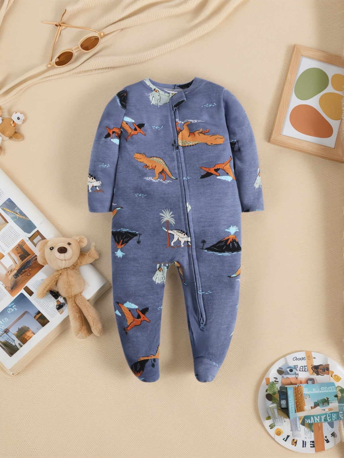Pijama de manga larga con doble cremallera para bebé, estampados a elegir