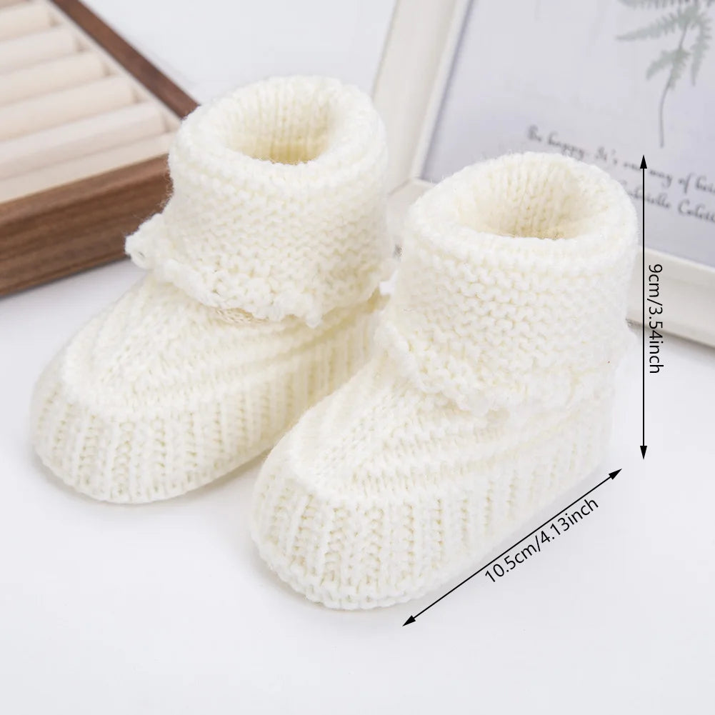 2Pcs/Pair Baby Knit Socks 0-12M Solid Cochet Walking Socks Newborn Photography Prop Infant Birthday Gift Handmade Boutique Sock