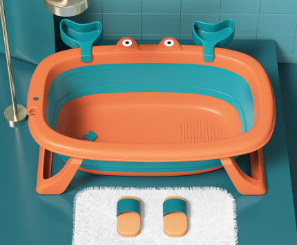 Foldable baby bathtub in use