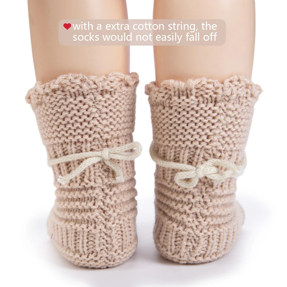 2Pcs/Pair Baby Knit Socks 0-12M Solid Cochet Walking Socks Newborn Photography Prop Infant Birthday Gift Handmade Boutique Sock