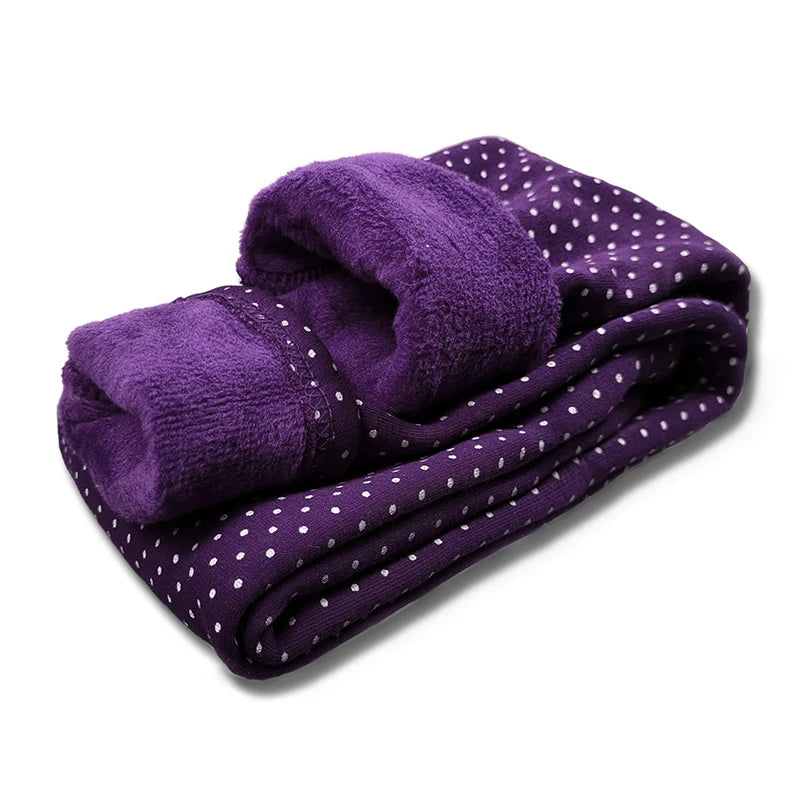 Sweet Leggings Girls Dot Velvet Pants Autumn Winter Kids Cotton Stretch Warm Trousers Baby Girls Elastic Waist Slim Pants
