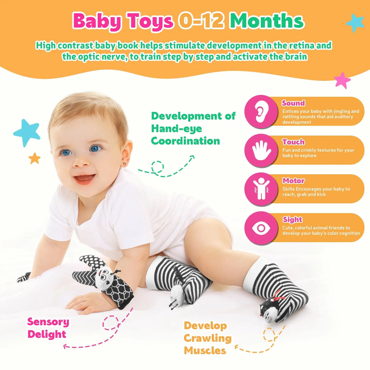 1 Set Baby Rattles Toys Infant Toys 0-6 Months Cute Stuffed Animals Wrist Rattle Foot Finder Socks Newborn Toys Baby Boy Gifts