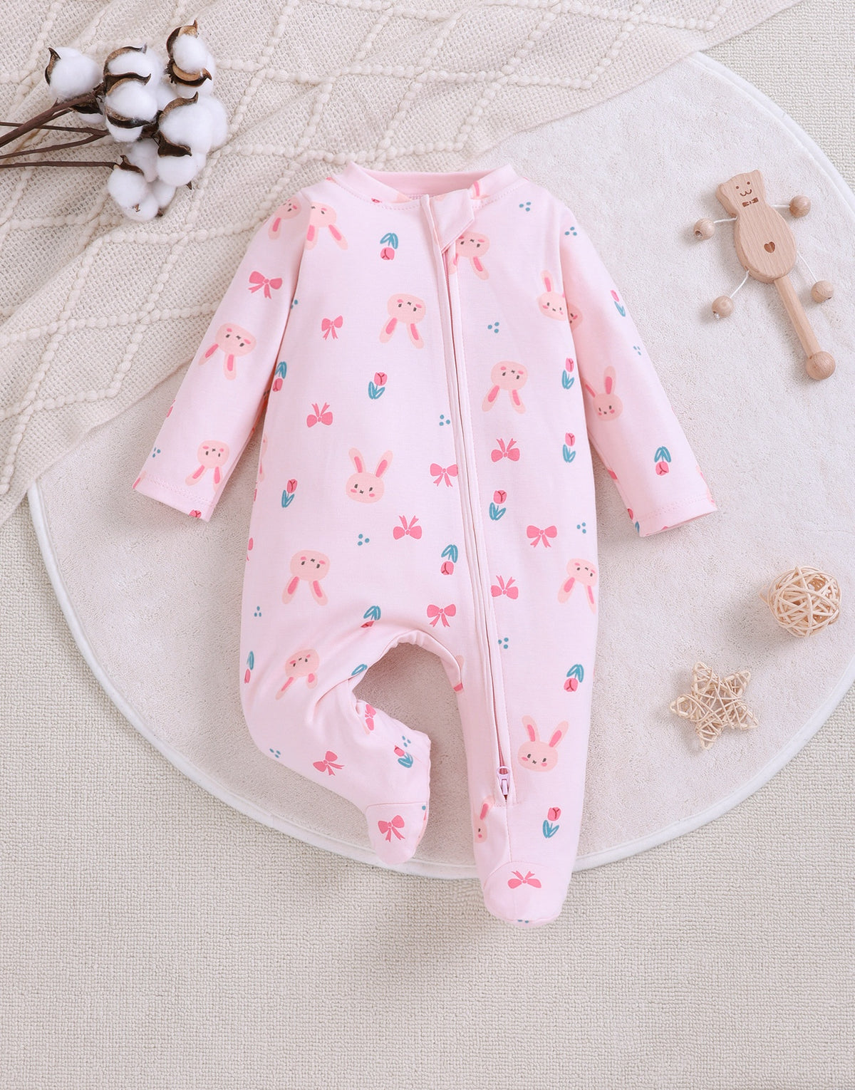 Pijama de manga larga con doble cremallera para bebé, estampados a elegir