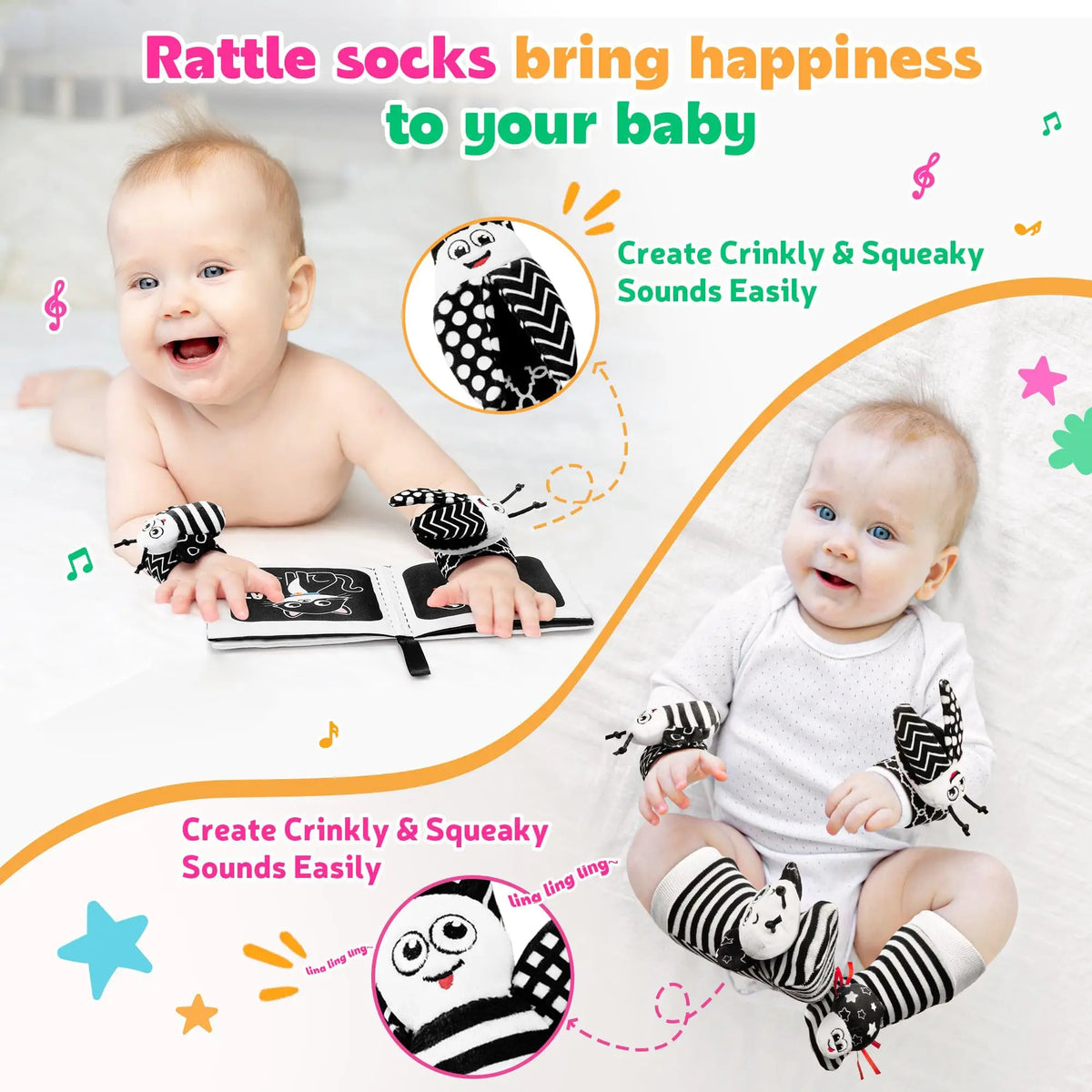 1 Set Baby Rattles Toys Infant Toys 0-6 Months Cute Stuffed Animals Wrist Rattle Foot Finder Socks Newborn Toys Baby Boy Gifts