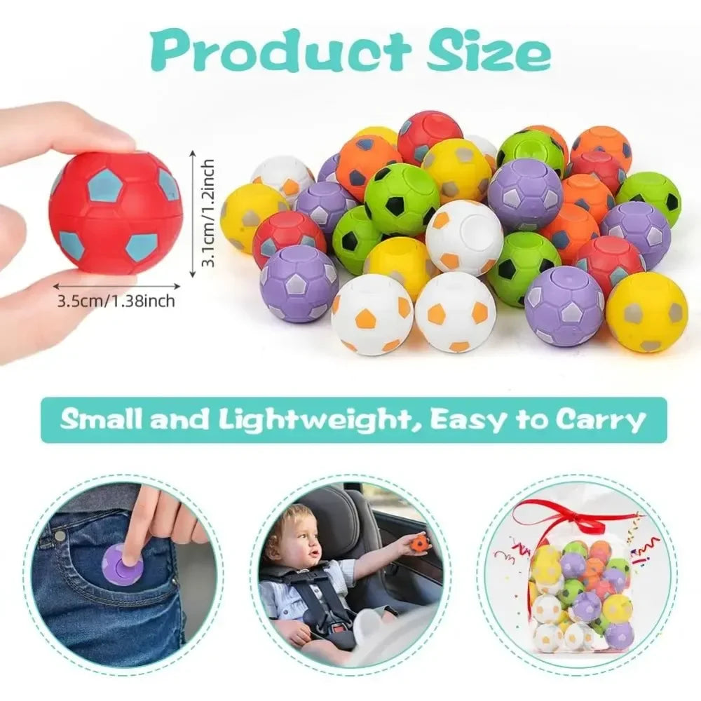 10/30Pcs Mini Fidget Spinner Soccer Ball Toy for Kids,Soccer Party Favors Goodie Bag Stuffer,Rotatable Soccer Finger Stress Ball