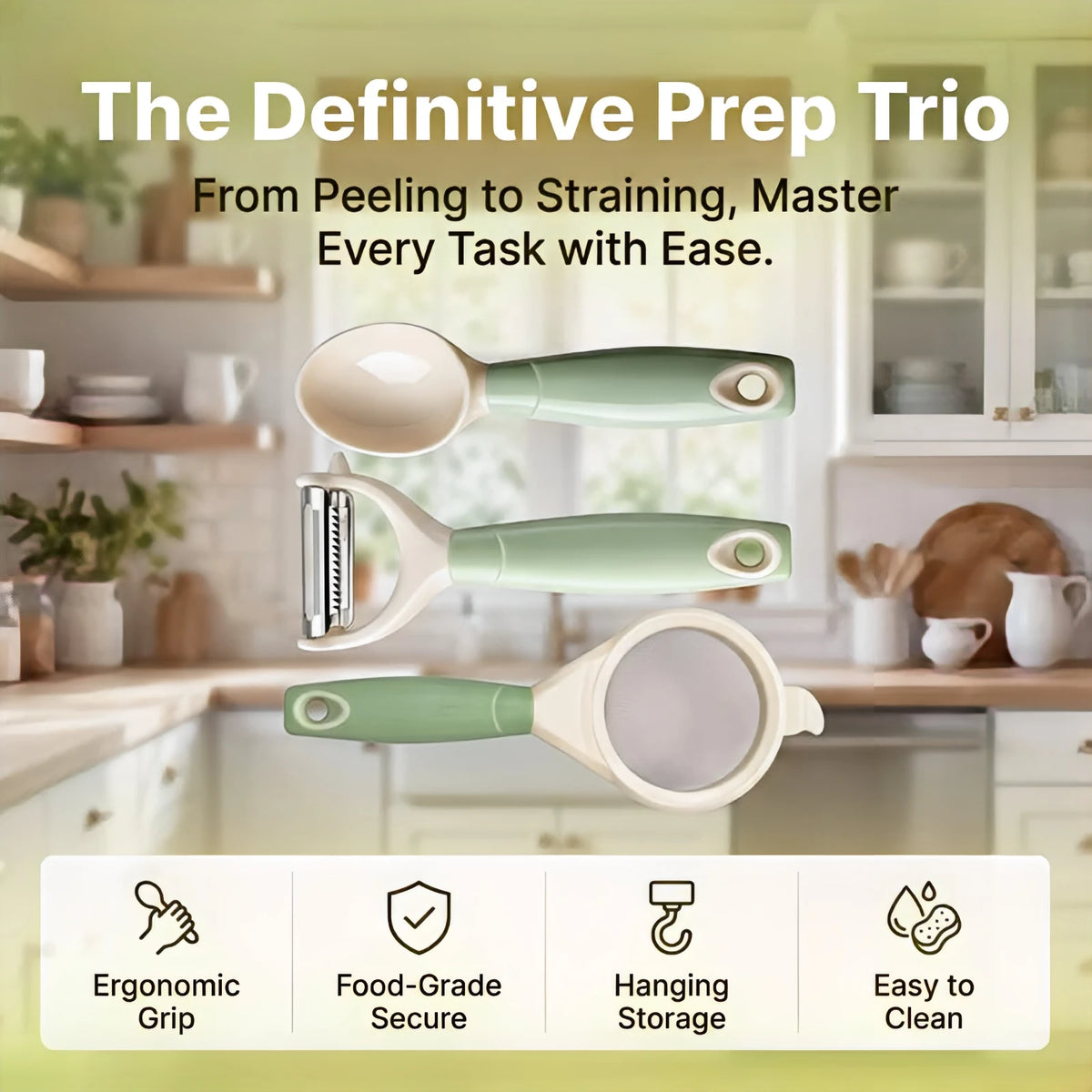 3PCS Baby Food Preparation Kit Baby Feeding Spoon Food Strainer Peeler Infant Feeding Tools