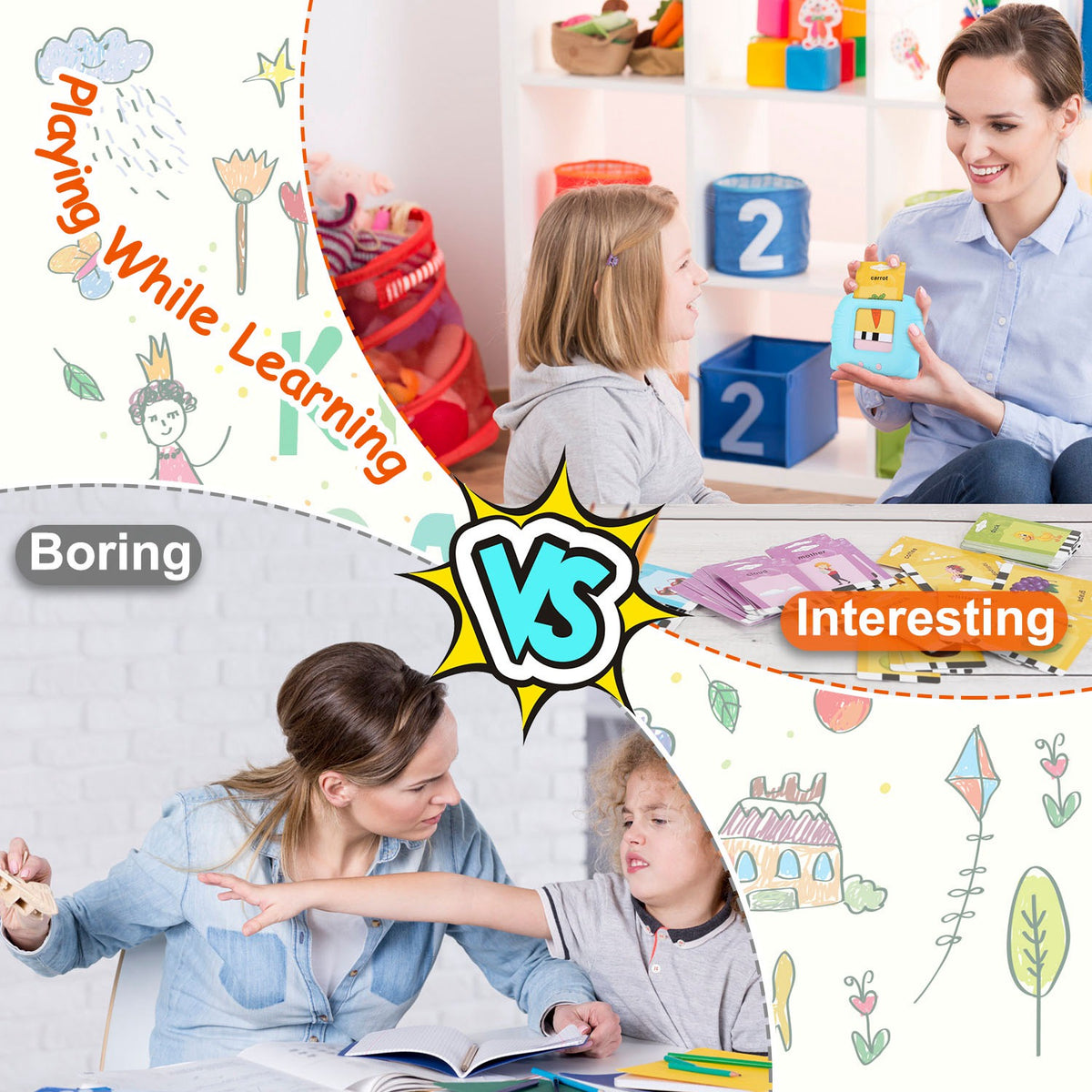 Tarjetas parlantes educativas para niños de 1 a 5 años (112 tarjetas)