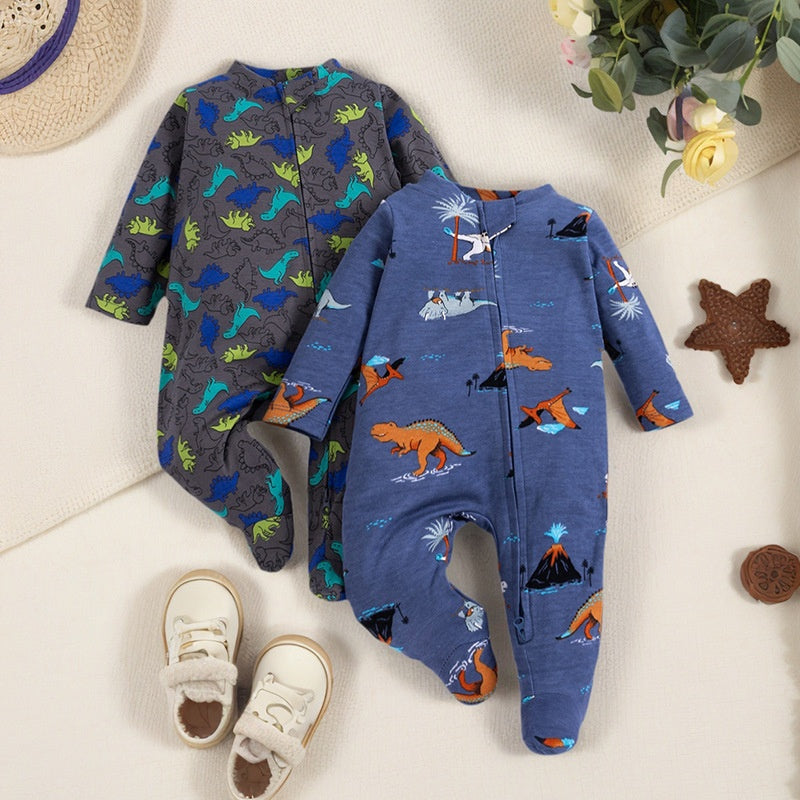 Pijama de manga larga con doble cremallera para bebé, estampados a elegir