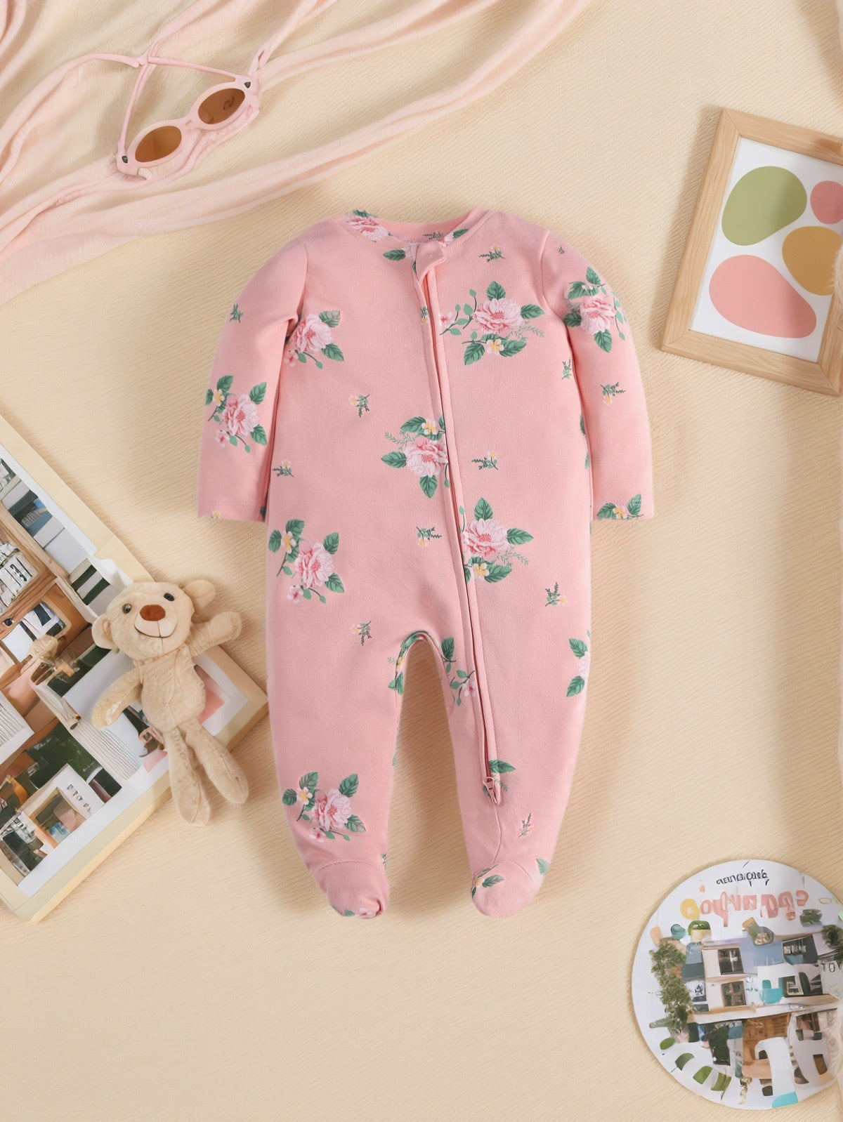 Pijama de manga larga con doble cremallera para bebé, estampados a elegir