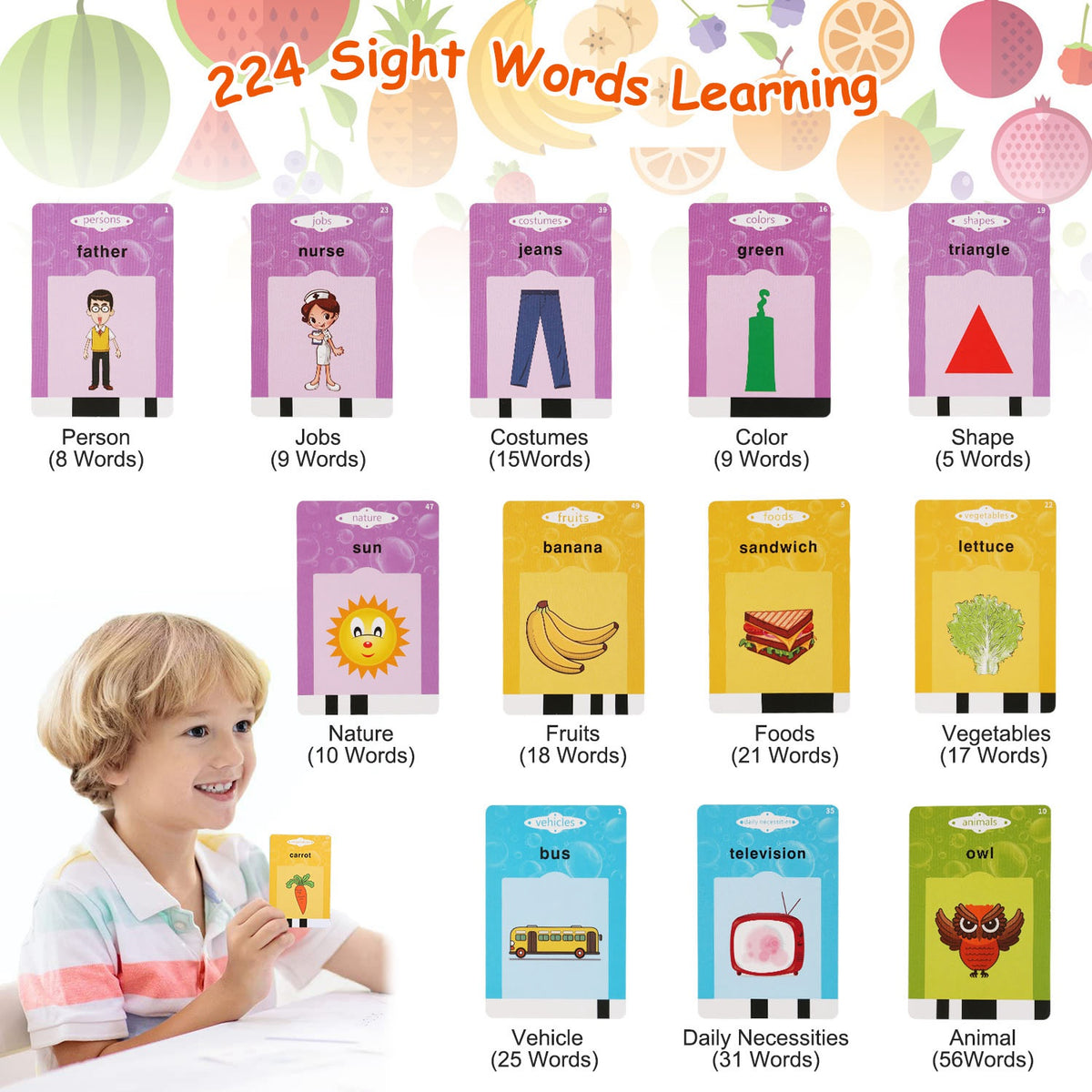 Tarjetas parlantes educativas para niños de 1 a 5 años (112 tarjetas)