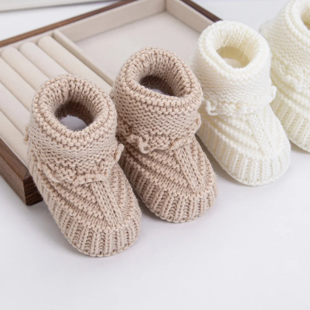 2Pcs/Pair Baby Knit Socks 0-12M Solid Cochet Walking Socks Newborn Photography Prop Infant Birthday Gift Handmade Boutique Sock