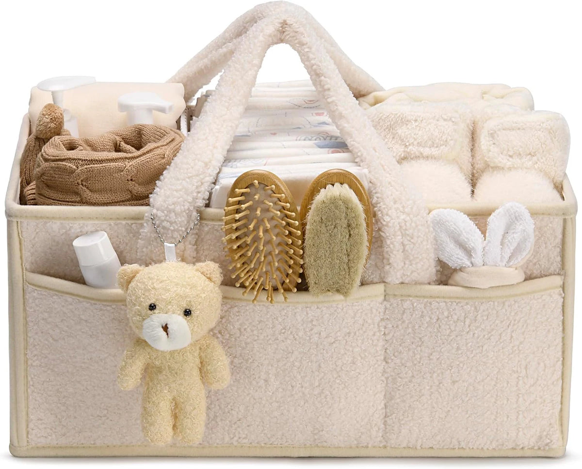 Baby Diaper Caddy Organizer for Changing Table, Portable Nursery Storage Basket for Car, Baby Shower Gift