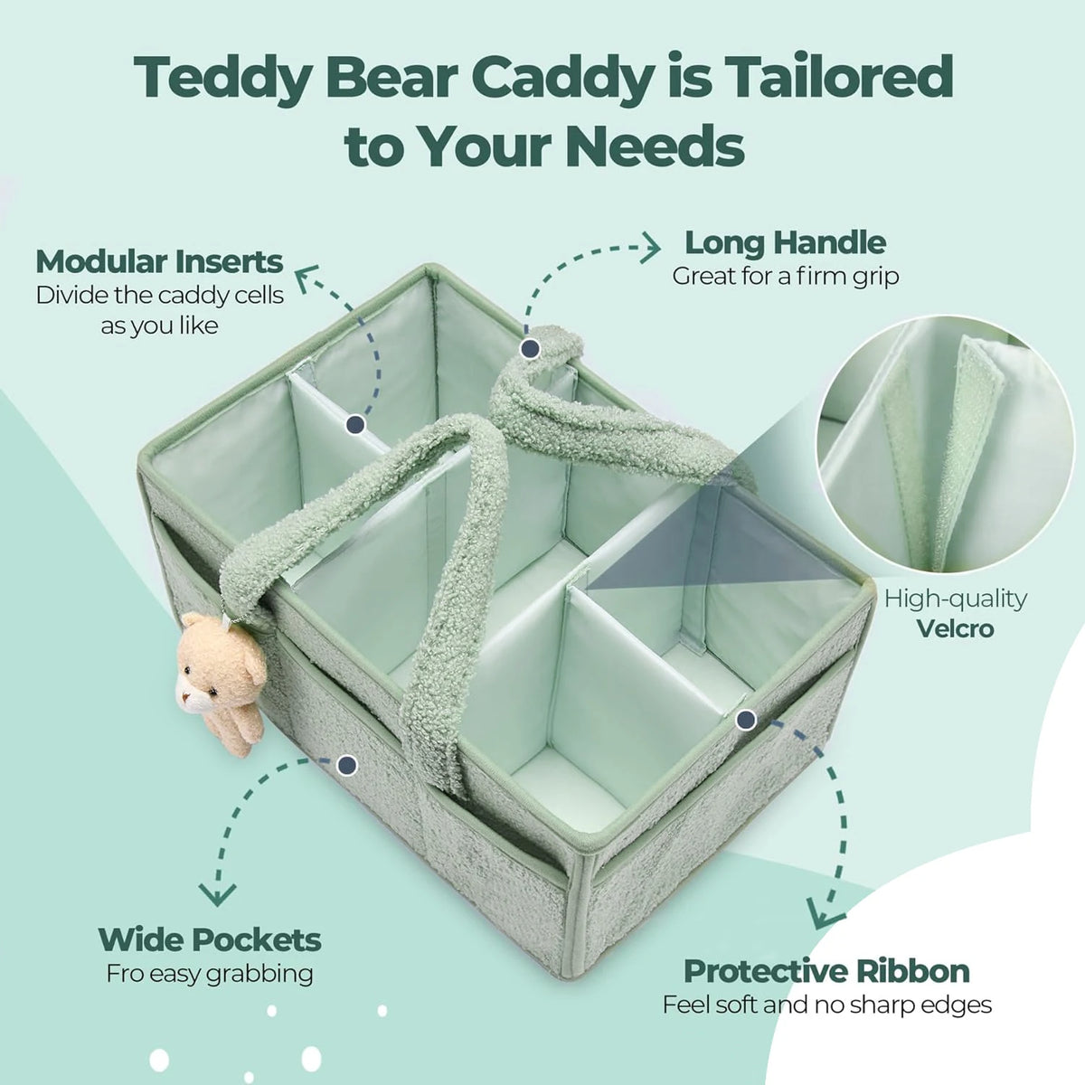 Baby Diaper Caddy Organizer for Changing Table, Portable Nursery Storage Basket for Car, Baby Shower Gift
