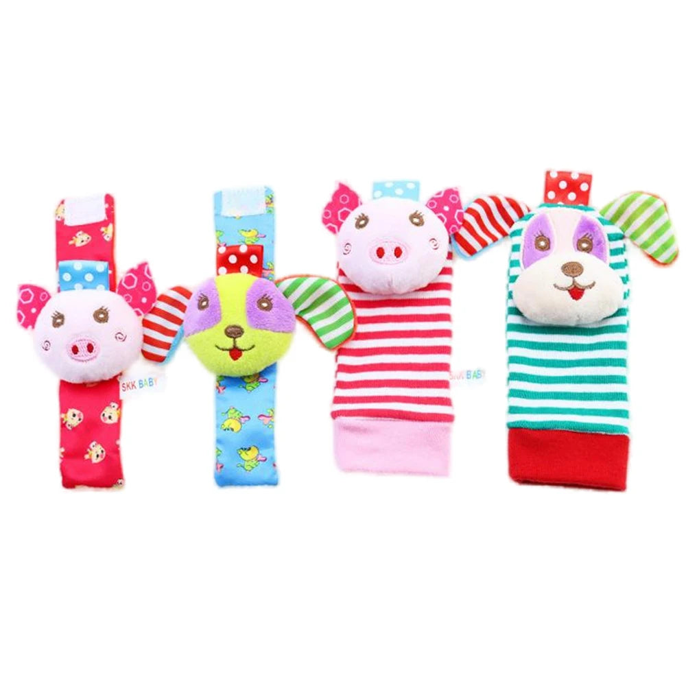 1 Set Baby Rattles Toys Infant Toys 0-6 Months Cute Stuffed Animals Wrist Rattle Foot Finder Socks Newborn Toys Baby Boy Gifts