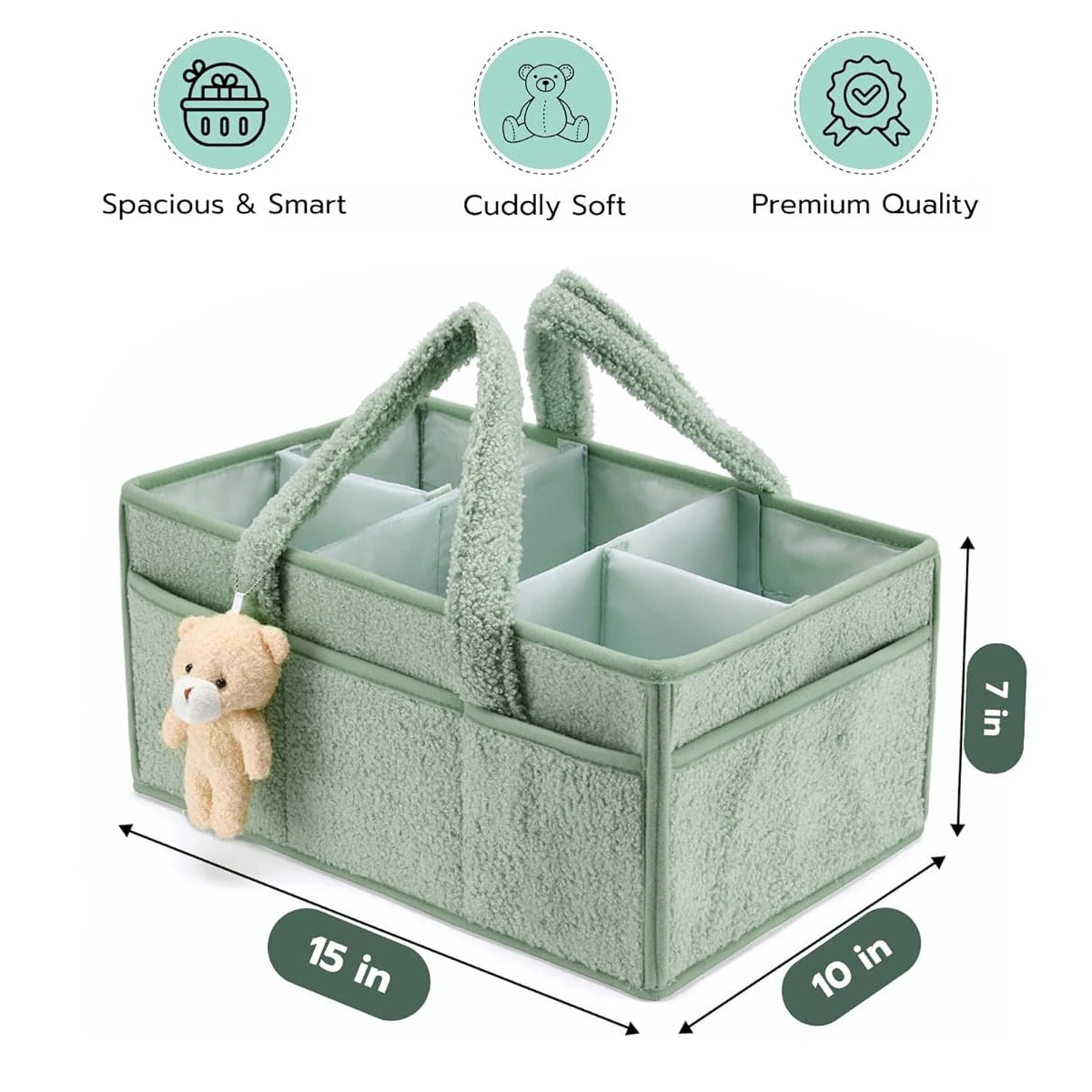 Baby Diaper Caddy Organizer for Changing Table, Portable Nursery Storage Basket for Car, Baby Shower Gift